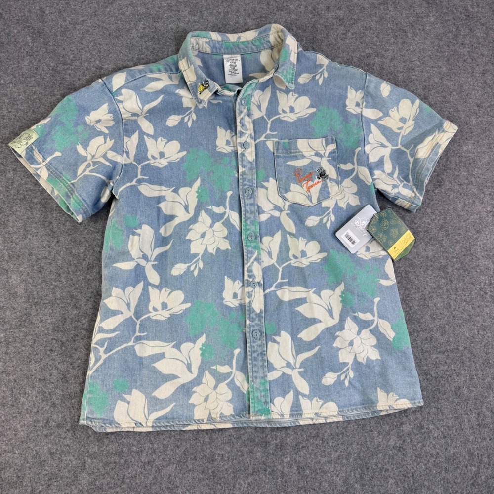 Disney Princess Tiana Color Me Courtney Denim Floral Button Down Mens‎ M New